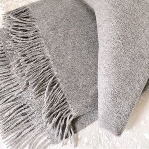 ALICIA ADAMS CLASSIC ALPACA WOOL PATMOS FRINGE THROW BLANKET LUXURY LOUNGE Gray
